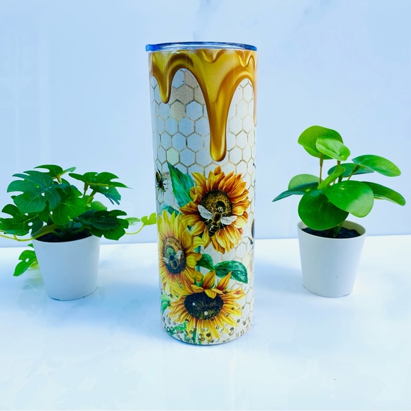 Bee Sunflower Tumbler, Bee Happy Tumbler, Queen Bee Tumbler, Bee Gifts for Woman - Picture 5 of 6